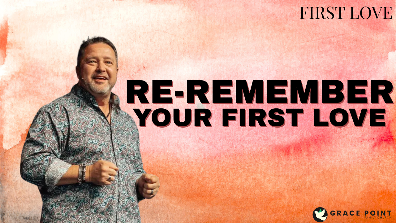 Pastor Lafe with a redish orange background and black text saying "RE-REMEMBER your first love"