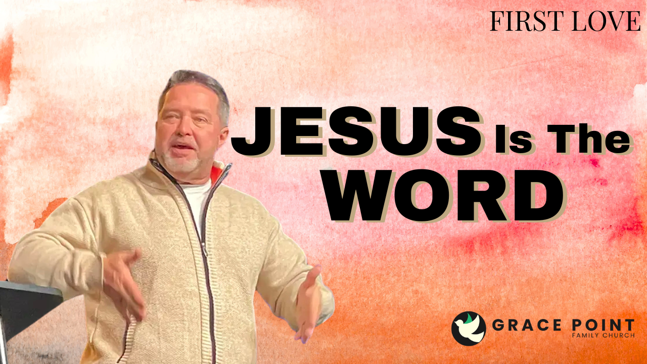 Pastor Lafe with a redish orange background and text saying "Jesus is the word"